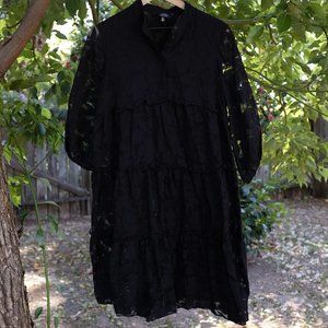 Black floral lace dress